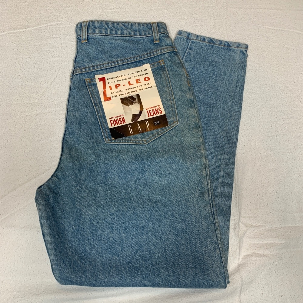 VTG Gap Zip Leg Women's Ankle Jeans 13/14 Slim Fit 90s Antiqued Deadstock NWT